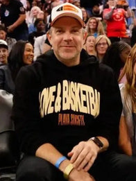 Jason Sudeikis WNBA All-Star Game 2026 Hoodie Hoodie unisex front product view | Dash Racegear — Black Love & Basketball Playa Society hoodie designed for soft warmth and effortless basketball-inspired streetwear appeal.