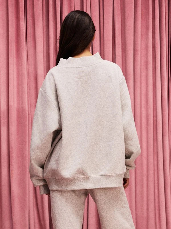 Parke Jean Heart Varsity Mockneck Sweatshirt Sweatshirt unisex detail view 5 | Dash Racegear — Grey Recreation Parke Women’s Valentine’s 2026 Jean Heart Varsity Mockneck Fleece Sweatshirt with comfy fleece and heart detail.