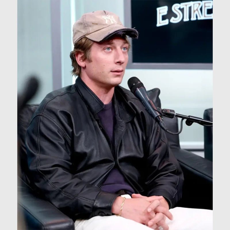 Jeremy Allen White SiriusXM’s Springsteen Town Hall Leather Jacket Leather Jacket unisex detail view 3 | Dash Racegear — Black leather jacket look from Jeremy Allen White at Town Hall