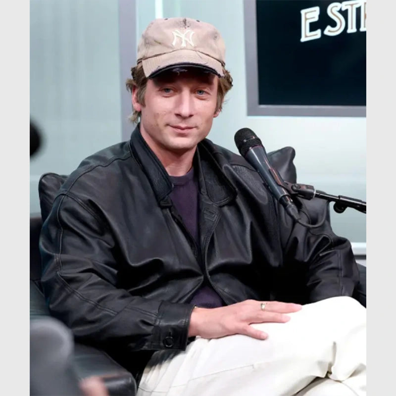 Jeremy Allen White SiriusXM’s Springsteen Town Hall Leather Jacket Leather Jacket unisex detail view 2 | Dash Racegear — Jeremy Allen White leather style at SiriusXM Springsteen Town Hall show