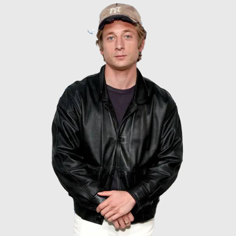 Jeremy Allen White SiriusXM’s Springsteen Town Hall Leather Jacket Leather Jacket unisex detail view 4 | Dash Racegear — Town Hall SiriusXM Jeremy Allen White black leather jacket outfit