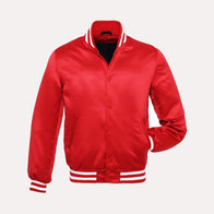 Jesse Red Varsity Jacket Varsity Jacket unisex front product view | Dash Racegear — Jesse Red Varsity Jacket