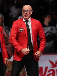 John MacLean Ring of Honor Jacket Jacket unisex front product view | Dash Racegear — John MacLean New Jersey Devils Ring of Honor Red Blazer Jacket, sleek and bold, perfect for fans celebrating a legend.