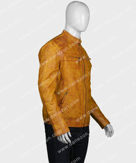 John Tan Brown Leather Jacket Leather Jacket unisex front product view | Dash Racegear — John Tan Brown Slimfit Leather Jacket