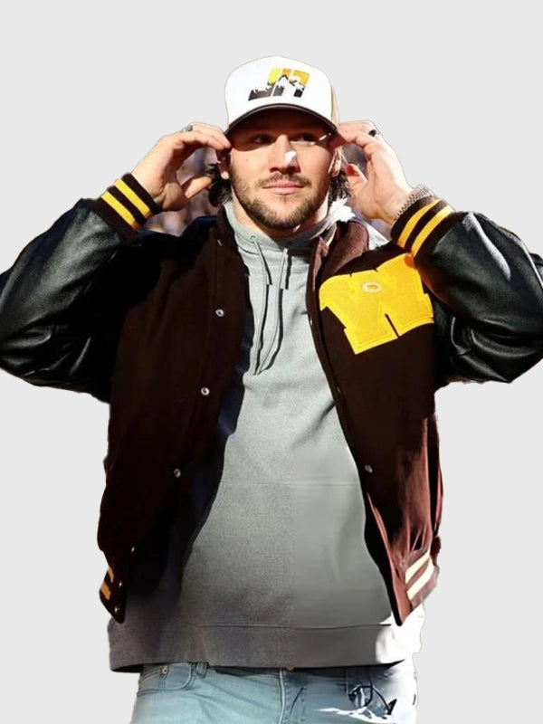 Josh Allen Wyoming Football Jersey Retirement Ceremony Jacket Jacket unisex detail view 4 | Dash Racegear — Wyoming Football Jacket – Josh Allen Jersey Retirement Collectible