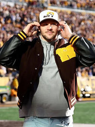 Josh Allen Wyoming Football Jersey Retirement Ceremony Jacket Jacket unisex front product view | Dash Racegear — Josh Allen Wyoming Football Jacket – Tribute & Retirement Ceremony Wear