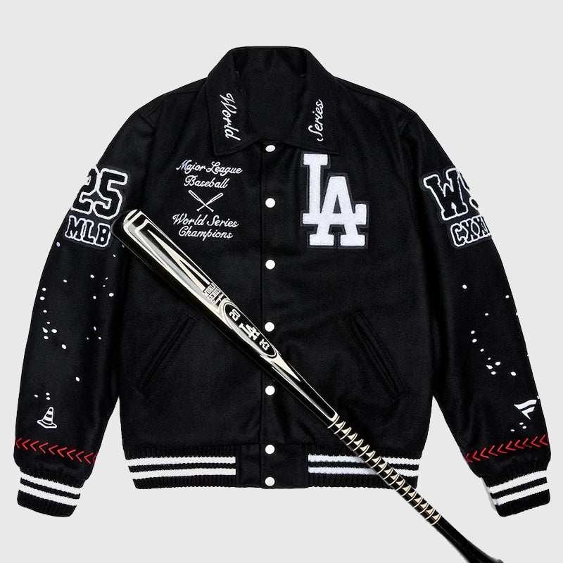 Los Angeles Dodgers Joshua Vides x Fanatics World Series Champions Varsity Jacket Varsity Jacket unisex detail view 6 | Dash Racegear — Dodgers Fanatics Joshua Vides World Series Limited Edition Jacket