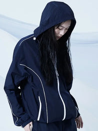 BTS Just Wanna Dive Jacket Jacket unisex detail view 3 | Dash Racegear — Unisex BTS 2026 jacket with full zip closure and comfortable feel in bold blue color.