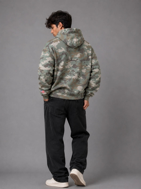Gap x Katseye Daniela Hoodie Hoodie unisex detail view 6 | Dash Racegear — Oversized camouflage pullover by Gap x Katseye inspired by Daniela with dropped shoulders and broad sleeve volume