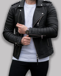 Kay Michaels Biker Leather Jacket Leather Jacket unisex detail view 2 | Dash Racegear — Kay Michaels Black Leather Jacket