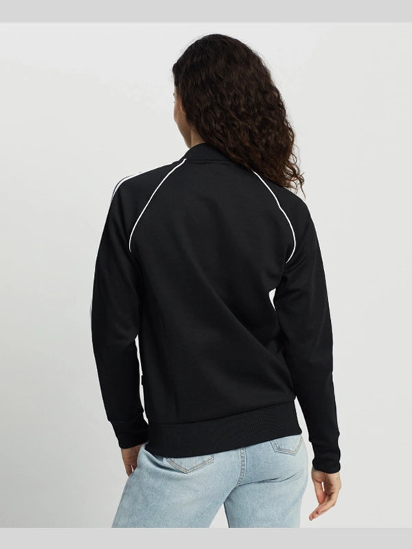 Kendall Jenner Adidas 2026 Jacket Jacket unisex detail view 5 | Dash Racegear — Kendall Jenner black Adidas three-stripe cropped bomber with zip front and chic athletic design.