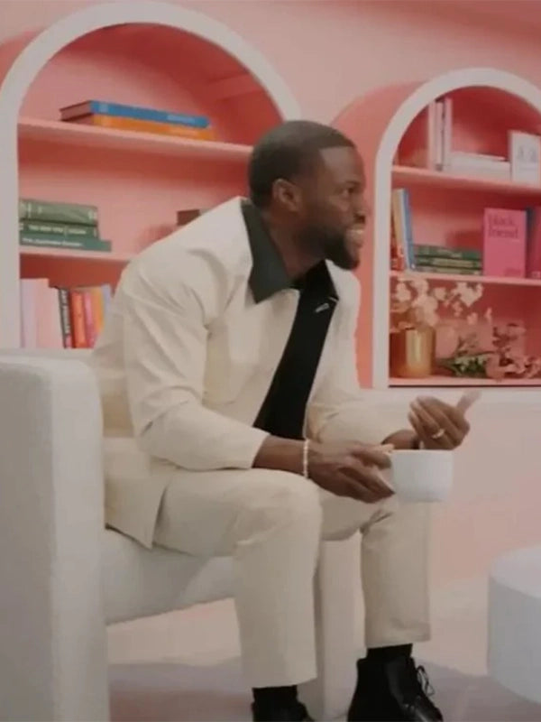 Kevin Hart ZIWE Interview Jacket Jacket unisex detail view 2 | Dash Racegear — RECREATED 2025 Kevin Hart ZIWE Interview cotton jacket in white with unisex relaxed silhouette