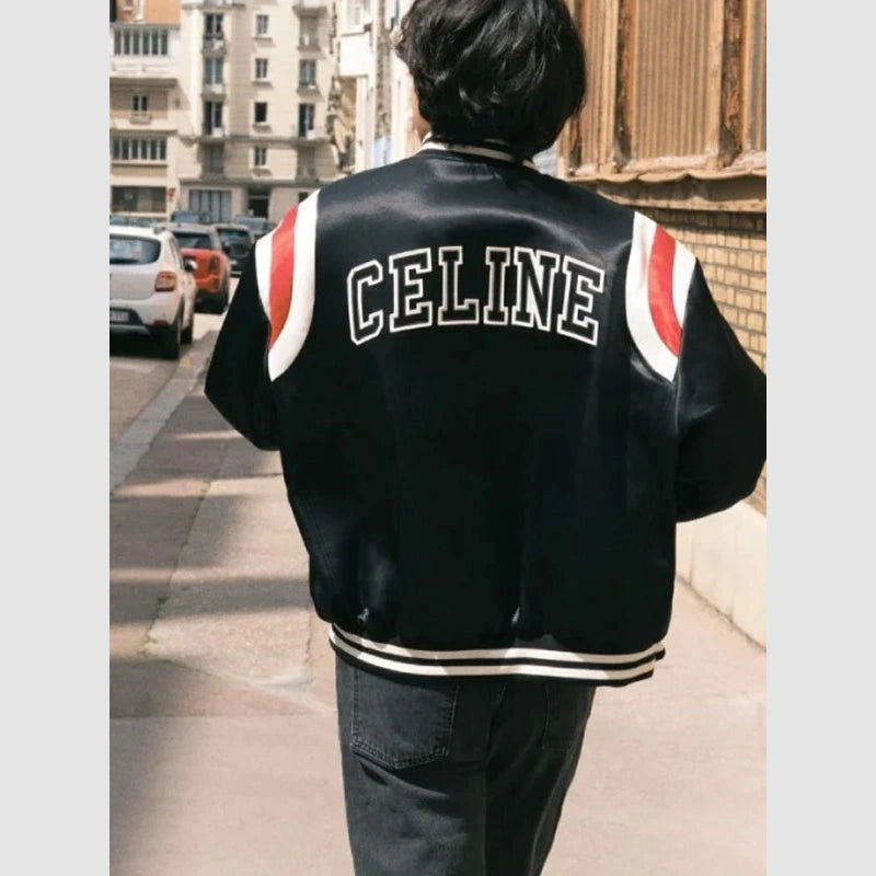 Kim Tae-Hyung Celine Varsity Jacket Varsity Jacket unisex detail view 4 | Dash Racegear — Kim Tae-Hyung’s Celine Varsity – Premium Design with Bold Details