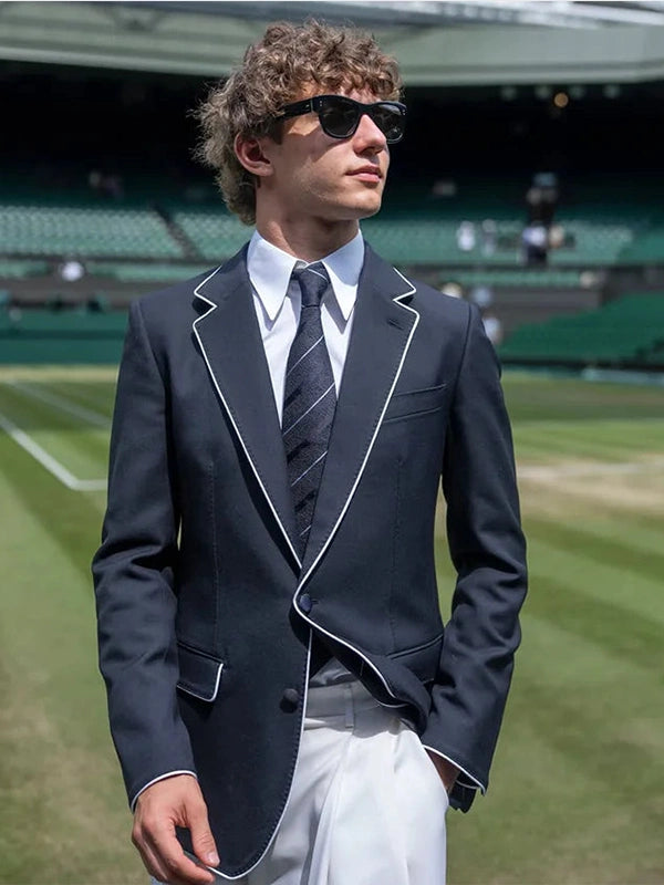 Kimi Antonelli Wimbledon 2026 Blazer Blazer unisex detail view 4 | Dash Racegear — Elegant navy blazer showcasing Wimbledon 2026 style and a clean, versatile smart-casual design.