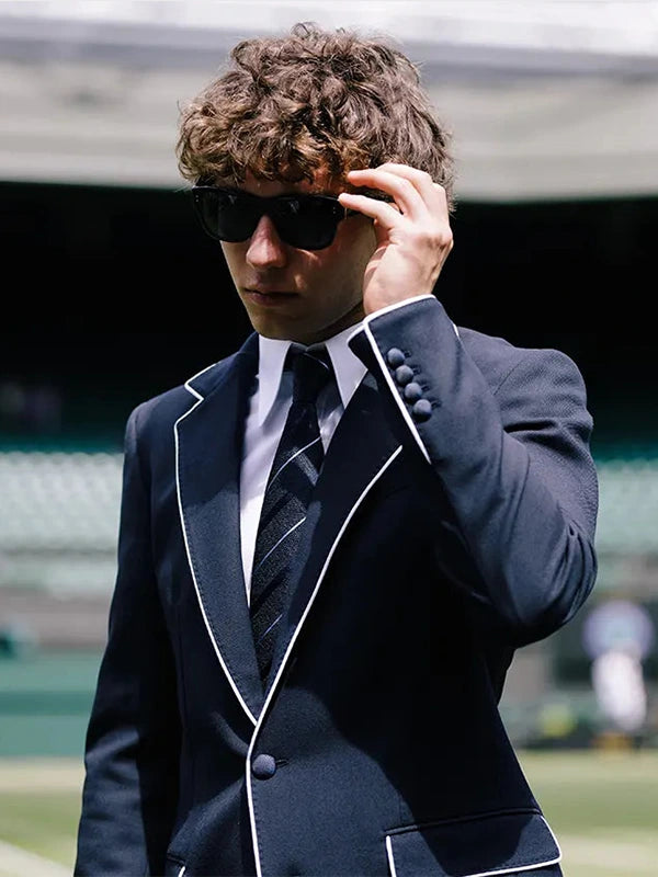 Kimi Antonelli Wimbledon 2026 Blazer Blazer unisex detail view 2 | Dash Racegear — Kimi Antonelli Wimbledon 2026 navy blazer featuring a classic silhouette and sophisticated styling.