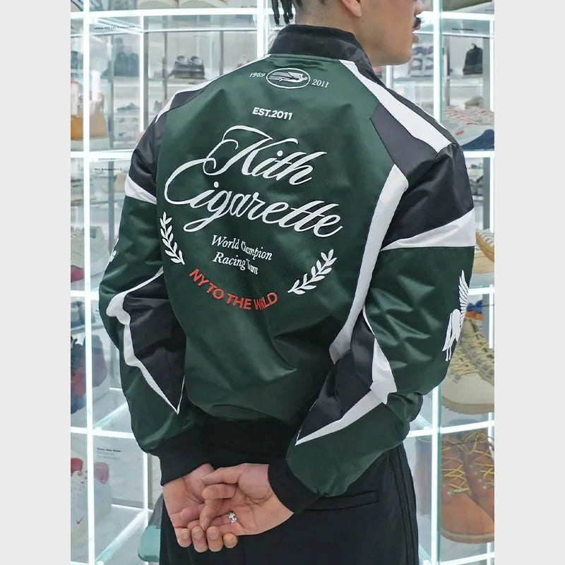 Kith X Cigarette Racing Nylon Bomber Jacket Bomber Jacket unisex detail view 2 | Dash Racegear — Shop Kith X Cigarette Racing Bomber Jacket – Limited Edition