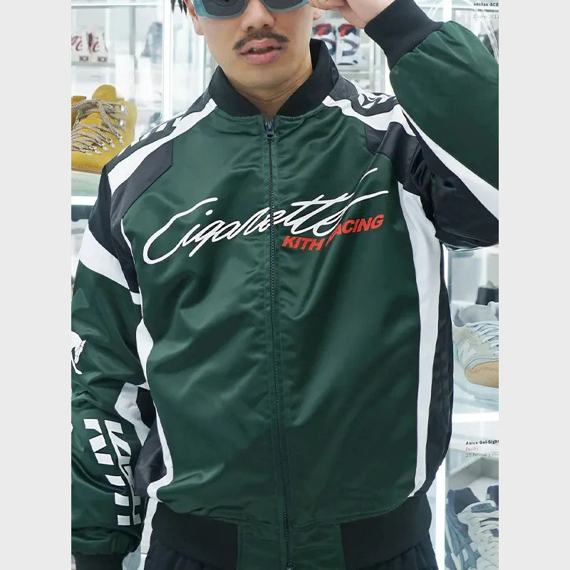 Kith X Cigarette Racing Nylon Bomber Jacket Bomber Jacket unisex detail view 3 | Dash Racegear — Kith X Cigarette Racing Bomber – Sleek Nylon Outerwear