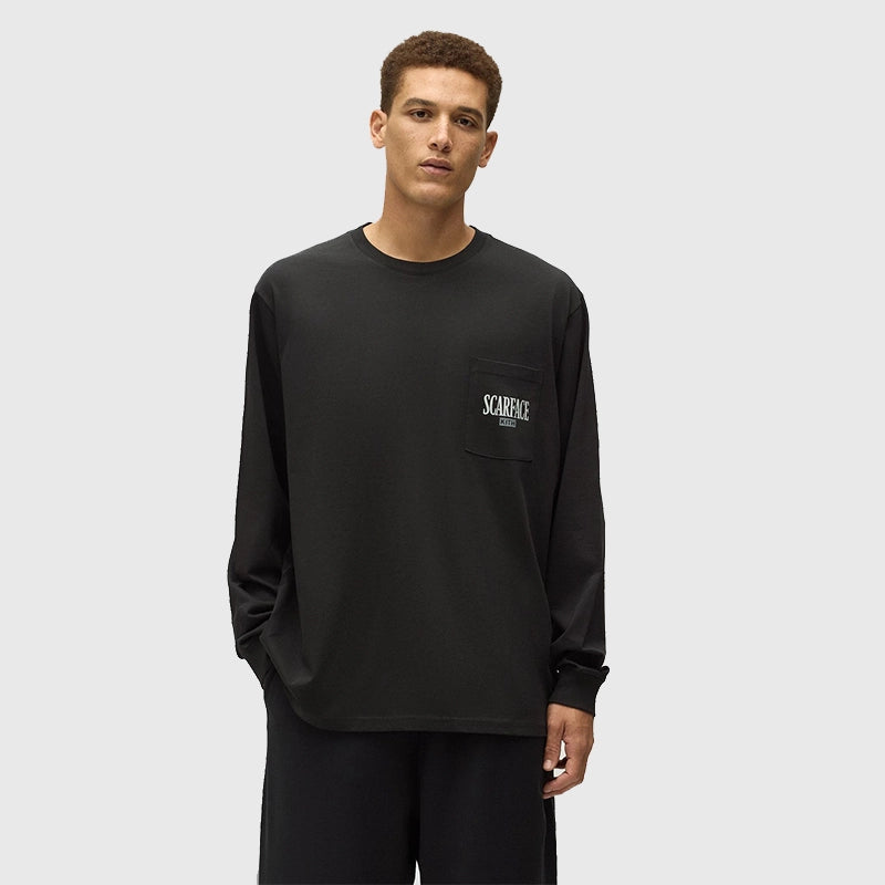 Kith for Scarface Tony Long Sleeve Tee Fashion Apparel unisex detail view 3 | Dash Racegear — 2025 collaboration long sleeve t-shirt in black with Scarface and Kith elements