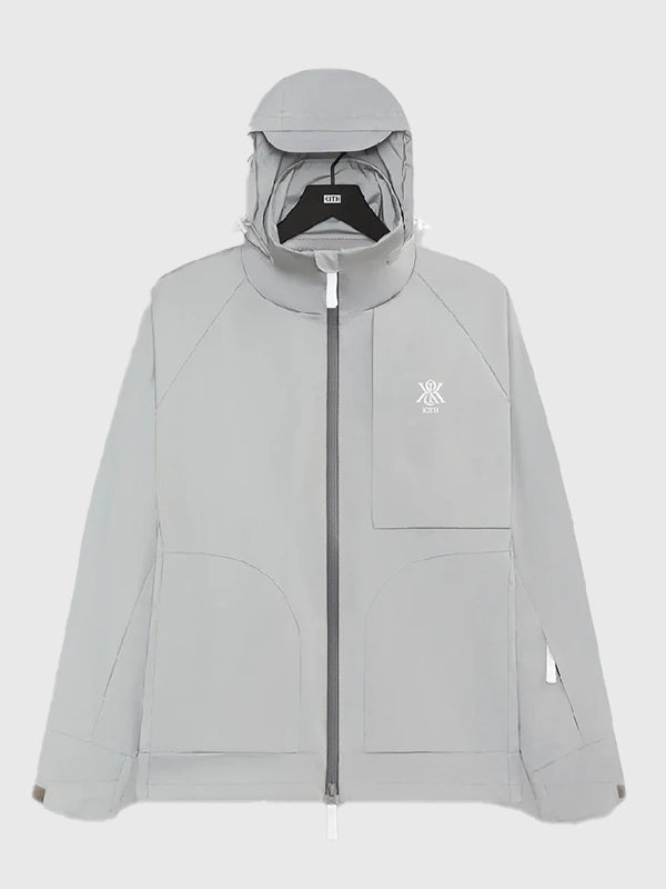 Kith x New Balance Reflective Jacket Jacket unisex front product view | Dash Racegear — Kith x New Balance 2026 reflective windbreaker jacket, perfect for sporty streetwear and layering.