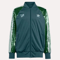 Korn X Adidas Green Track Jacket Jacket unisex front product view | Dash Racegear — Adidas Korn Sequin Track Jacket