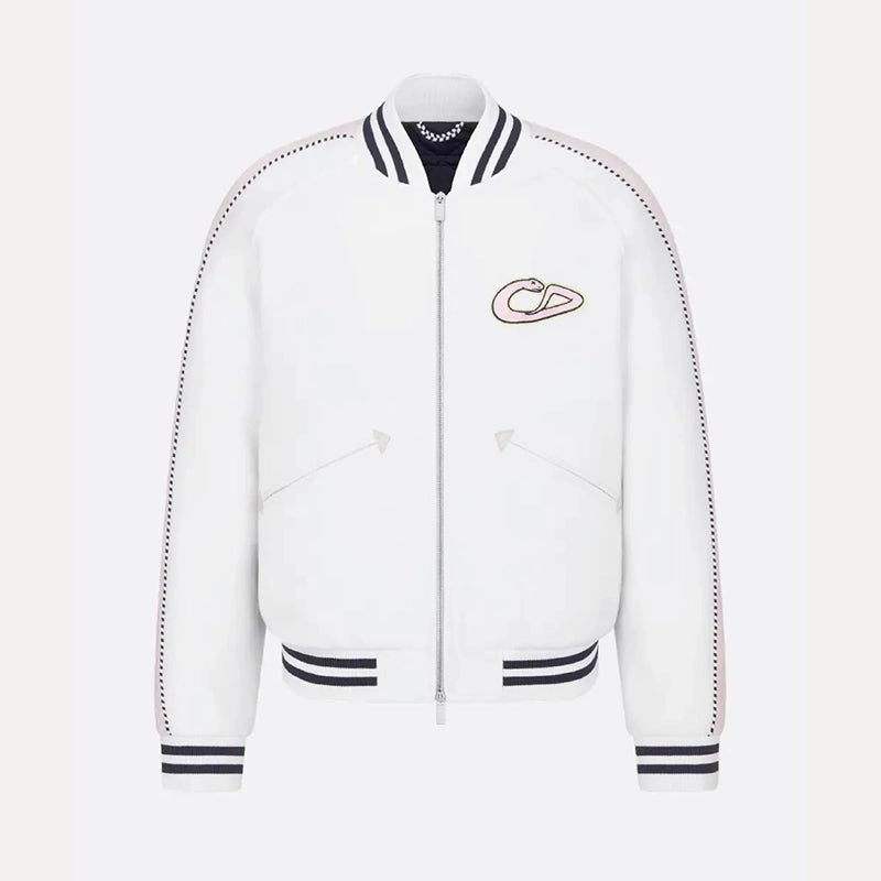 Kylian Mbappe Dior Varsity Jacket Varsity Jacket unisex front product view | Dash Racegear — Exclusive Dior x Kylian Mbappe Varsity Jacket