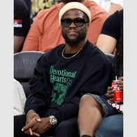 Kevin Hart Los Angeles Clippers Game Black Sweatshirt Sweatshirt unisex front product view | Dash Racegear — Kevin Hart Game-Day Sweatshirt – Black Crewneck at Clippers Arena