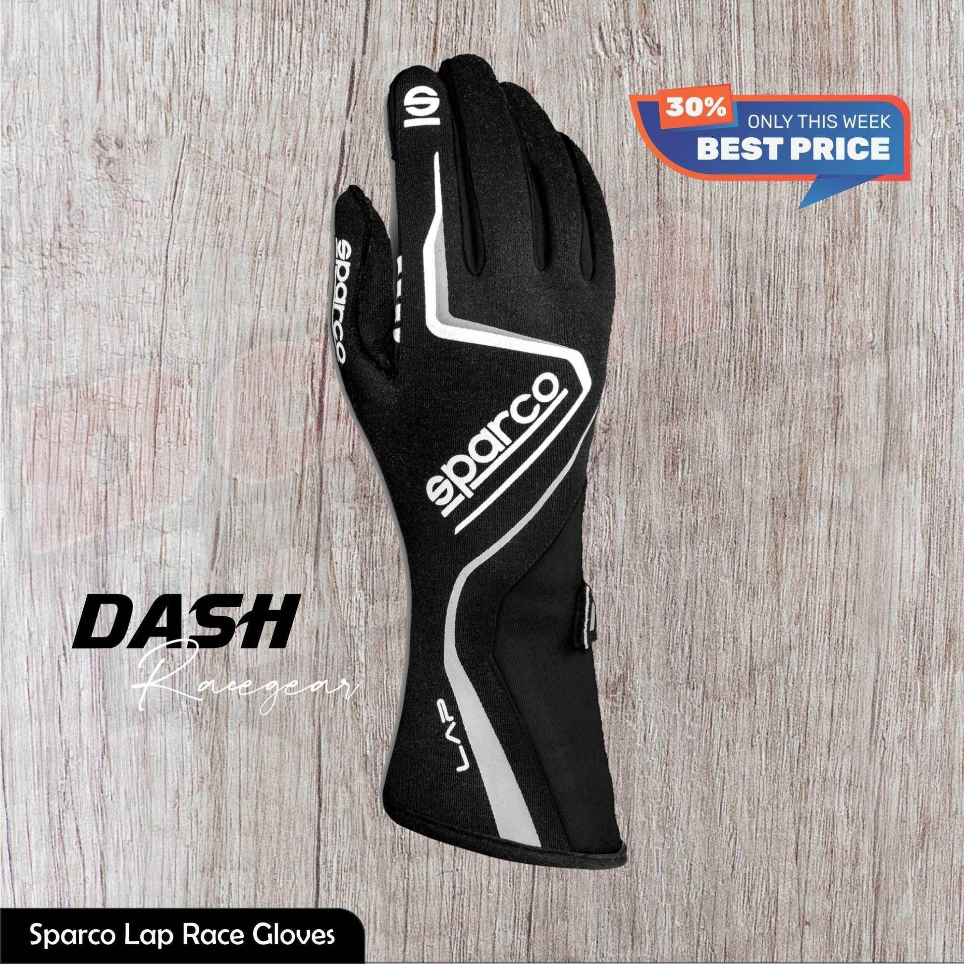 LAP RACE GLOVES SPARCO - XS, BLACK | DASH RACEGEAR