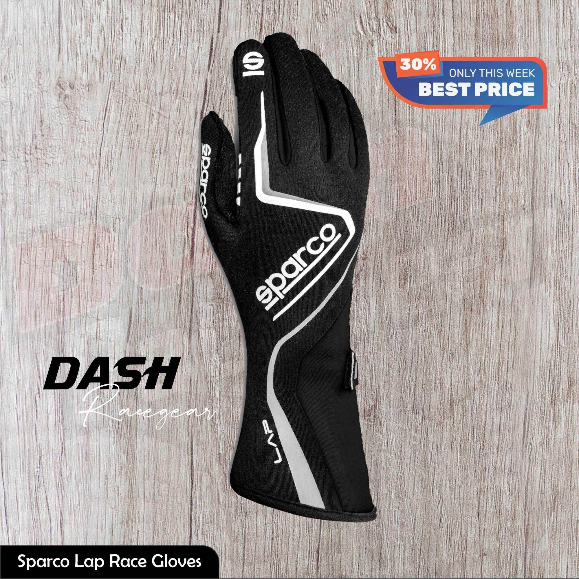 LAP RACE GLOVES SPARCO - S, BLACK | DASH RACEGEAR