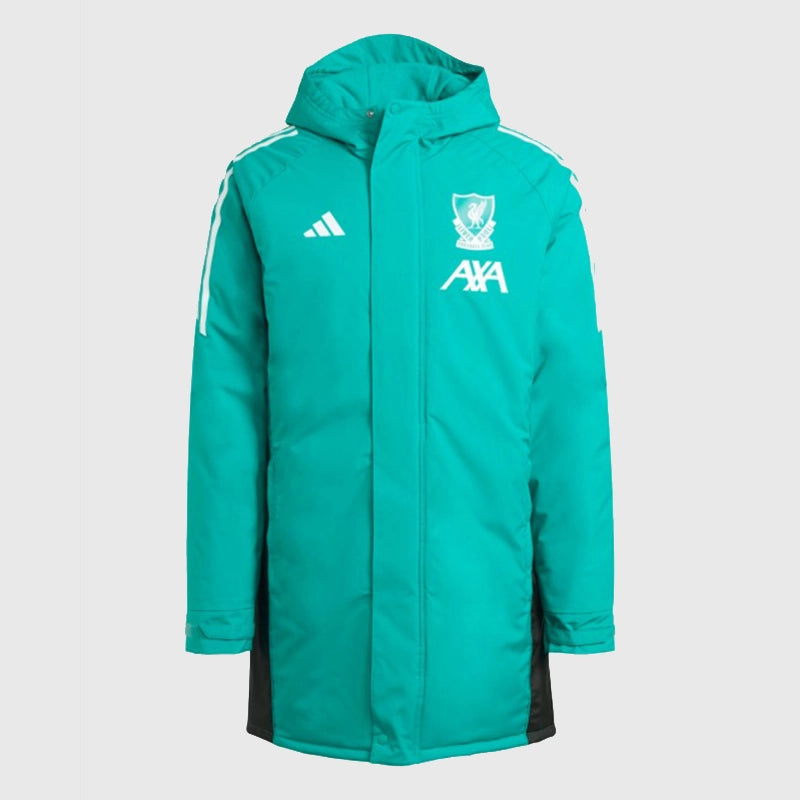 LFC Adidas 25/26 European Matchday Coat Coat unisex front product view | Dash Racegear — LFC Adidas 25/26 European Matchday Fan Coat