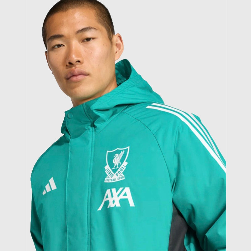 LFC Adidas 25/26 European Matchday Coat Coat unisex detail view 3 | Dash Racegear — Adidas Liverpool FC 25/26 Matchday Game Day Coat