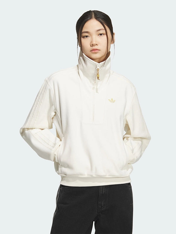 Adidas 2026 LNY Halfzip Sweatshirt Sweatshirt unisex front product view | Dash Racegear — Cream Adidas SS26 Lunar New Year halfzip sweatshirt designed for casual warmth and layering
