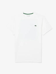 Lacoste Ultra Dry Printed White Tennis T-Shirt Shirt unisex detail view 2 | Dash Racegear — Unisex Lacoste 2026 Ultra Dry printed tennis T-shirt in white, lightweight performance fabric for sporty everyday wear.