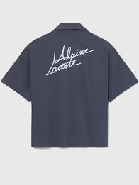 Lacoste x Alpine Poplin Shirt Shirt unisex detail view 4 | Dash Racegear — Lacoste x Alpine Dark Grey Button Up Shirt featuring a relaxed silhouette, clean design, and versatile everyday appeal.
