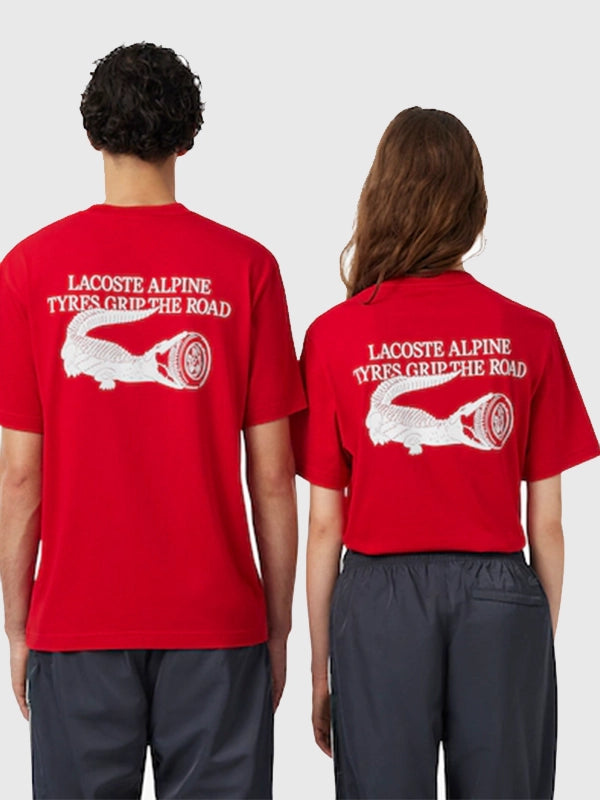 Lacoste x Alpine T-Shirt Shirt unisex detail view 3 | Dash Racegear — The 2026 Lacoste x Alpine Women’s T-Shirt blends soft jersey fabric, vibrant style, and a sleek casual fashion look.