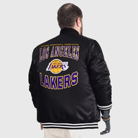 Lakers G-III Sports by Carl Banks Adaptive Satin Varsity Jacket Varsity Jacket unisex detail view 3 | Dash Racegear — Stylish Lakers Varsity Jacket satin finish by Carl Banks G-III Sports