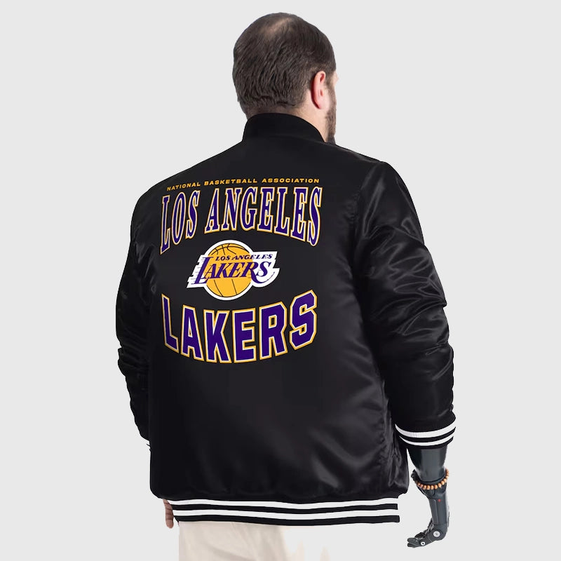 Lakers G-III Sports by Carl Banks Adaptive Satin Varsity Jacket Varsity Jacket unisex detail view 3 | Dash Racegear — Stylish Lakers Varsity Jacket satin finish by Carl Banks G-III Sports