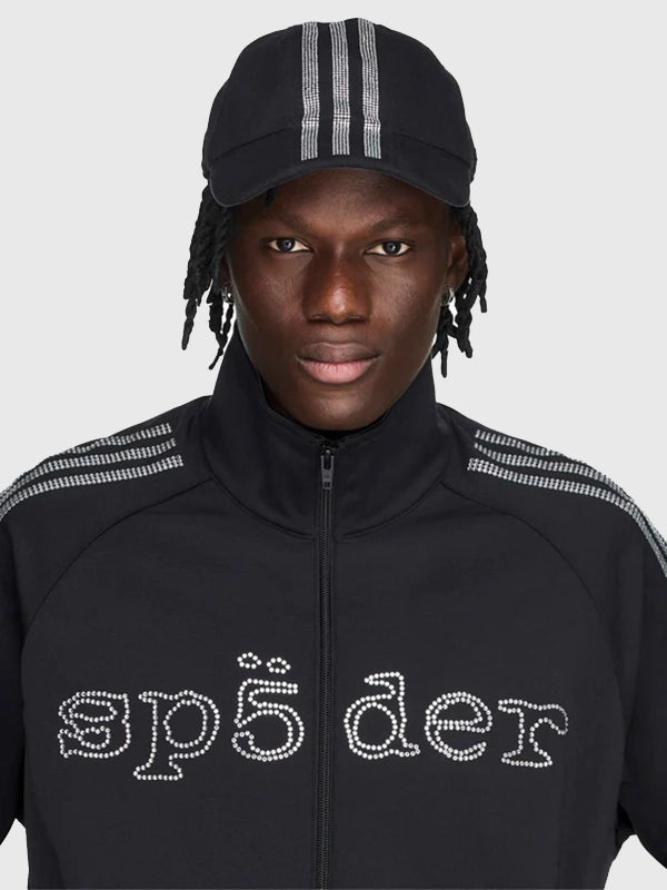 Adidas x SP5DER Rhinestone Track Jacket Jacket unisex detail view 4 | Dash Racegear — Adidas x SP5DER 2026 rhinestone jacket combines a classic black finish with contemporary streetwear-inspired styling.