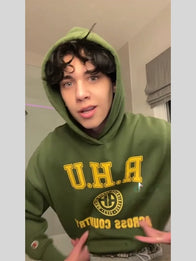 Landon Barker Green Hoodie Hoodie unisex detail view 2 | Dash Racegear — Unisex Rhude Green Pullover Hoodie by Landon Barker, made for everyday comfort with a fashion-forward attitude.