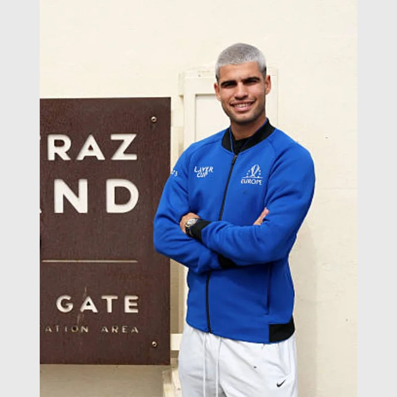 Carlos Alcaraz Laver Cup 2025 Blue Jacket Jacket unisex detail view 3 | Dash Racegear — Carlos Alcaraz 2025 Laver Cup warm-up jacket