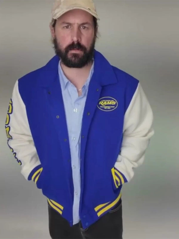 Homie x Los Angeles Rams Letterman Jacket Jacket unisex detail view 3 | Dash Racegear — Homie x Los Angeles Rams 2026 Wool Letterman Blue Cream Varsity Jacket with Leather Sleeves and athletic traditions