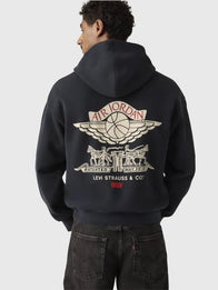 Levi’s x Jordan Full-Zip Hoodie Hoodie unisex detail view 4 | Dash Racegear — Black full‑zip Levi’s x Jordan hoodie with classic iconography, perfect for casual wear or cool evenings.