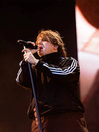 Lewis Capaldi Adidas Track Jacket Jacket unisex detail view 2 | Dash Racegear — Black Adidas Firebird track jacket inspired by Lewis Capaldi 2026 performance with a relaxed unisex fit.