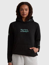 Liberty Motto Hoodie Hoodie unisex detail view 2 | Dash Racegear — Black Liberty Motto hoodie featuring New York or Nowhere styling and a soft fleece feel for everyday wear.