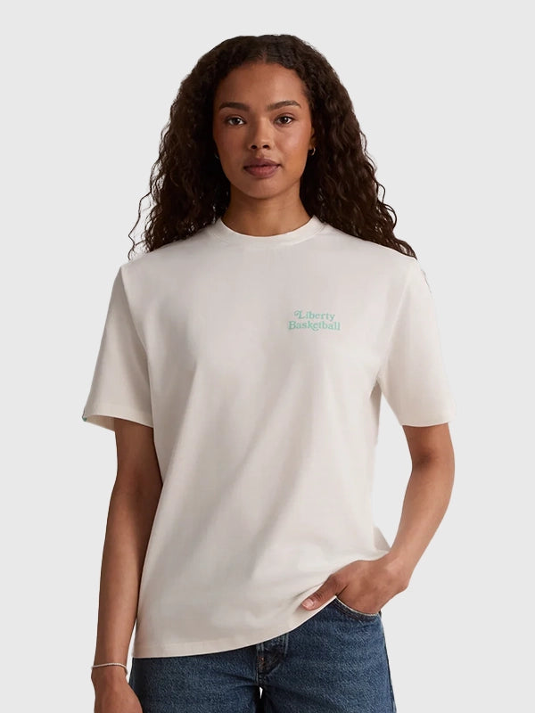 Liberty Twin Flame T-Shirt Shirt unisex front product view | Dash Racegear — New York or Nowhere Liberty Twin Flame Off-White T-Shirt with a relaxed unisex fit and modern casual style.