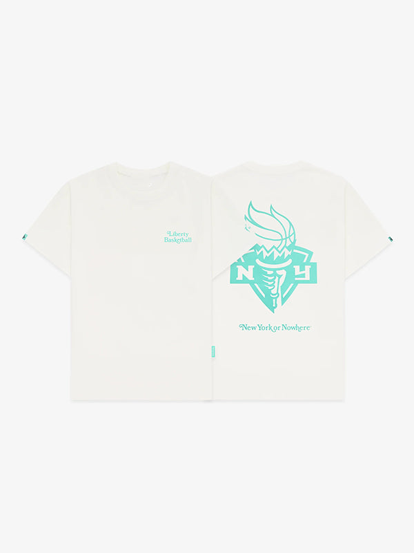 Liberty Twin Flame T-Shirt Shirt unisex detail view 3 | Dash Racegear — Off-white Liberty Twin Flame T-shirt featuring New York or Nowhere branding and everyday comfort.
