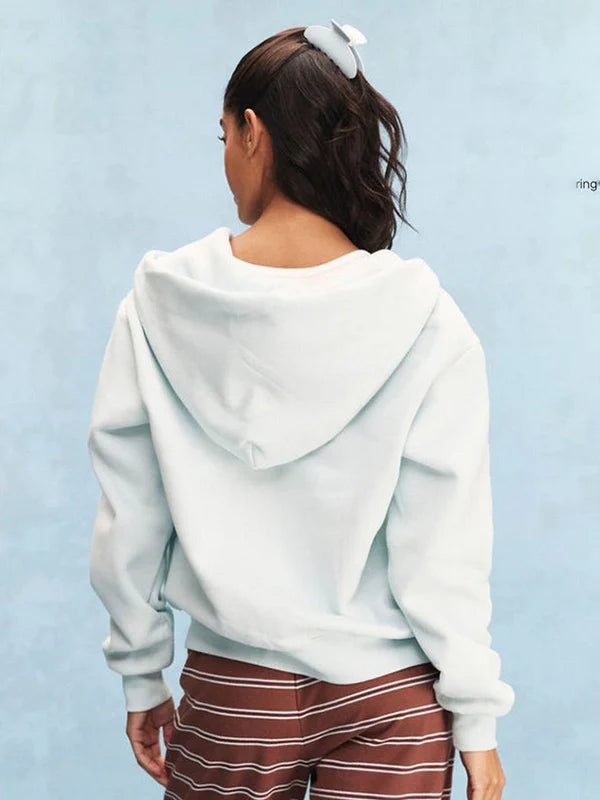 Parke Monochrome Varsity Zip Up Hoodie Hoodie unisex detail view 6 | Dash Racegear — Light Blue Parke Monochrome Zip-Up Varsity Hoodie 2026, lightweight warmth and classic design for fans.