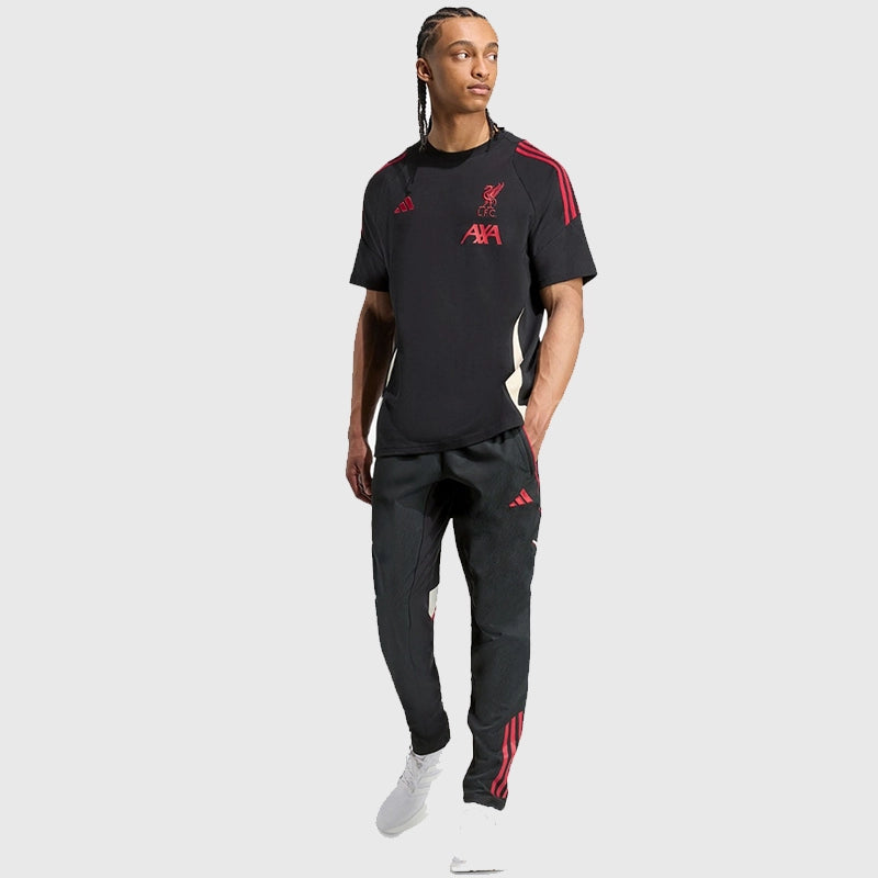 LFC Adidas 25/26 Domestic Training Tee Fashion Apparel unisex detail view 11 | Dash Racegear — Adidas black training tee with LFC crest, designed for the 2025/26 domestic line
