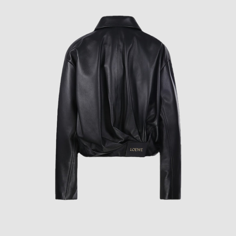Loewe Draped Leather Jacket Leather Jacket unisex detail view 3 | Dash Racegear — Loewe Draped Leather Jacket – Contemporary & Chic Design