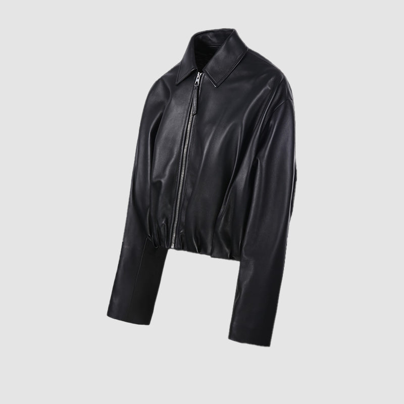 Loewe Draped Leather Jacket Leather Jacket unisex detail view 2 | Dash Racegear — Premium Loewe Leather Jacket with Unique Draped Silhouette