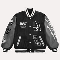 UFC 311 Los Angeles 2025 Black Varsity Jacket Varsity Jacket unisex detail view 2 | Dash Racegear — Streetwear Drop – UFC LA 311 Black Varsity Jacket